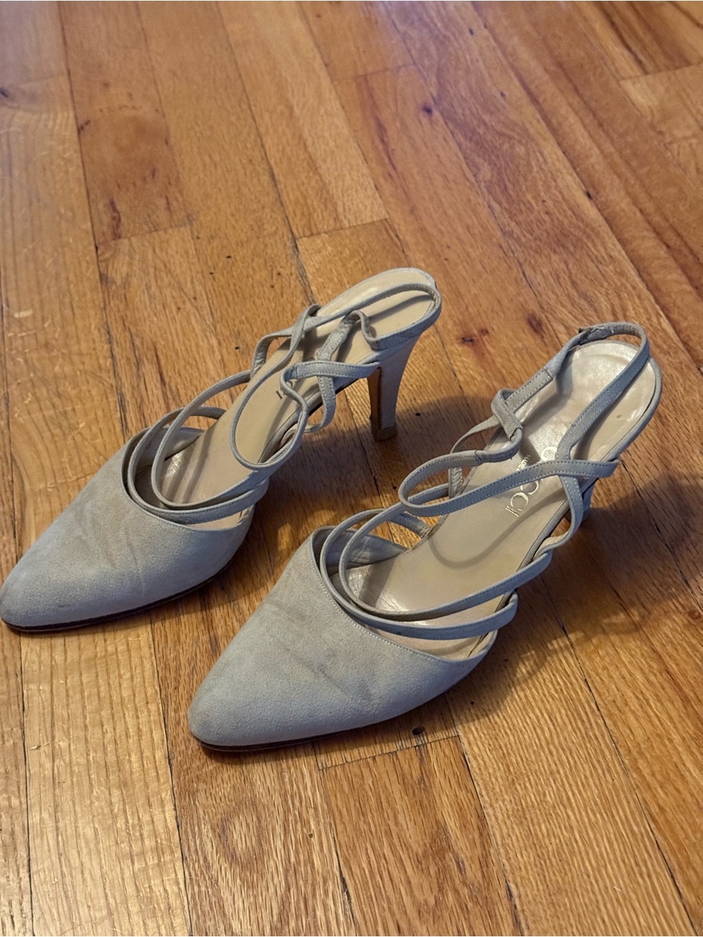 Strappy Pointed-Toe Women's Heels in Light beige